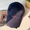 【破洞字母刺绣棒球帽子】百搭春夏新款 韩系大头围蓝色软顶鸭舌帽  商品缩略图7