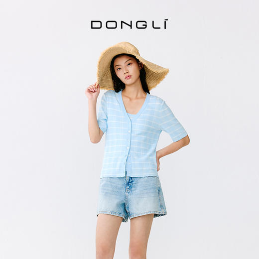 东黎 • 温柔的海风 海岛棉女士V领短袖开衫 5268 商品图0