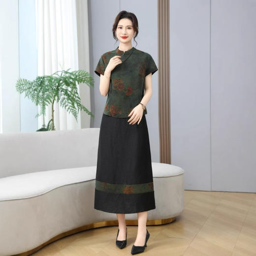 丁摩真丝香云纱龟纹新中式国风休闲新款薄100%桑蚕丝半裙AL2581 商品图2