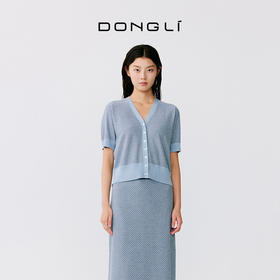 东黎 • 温柔的海风 桑蚕丝山羊绒女士提花V领开衫 5304