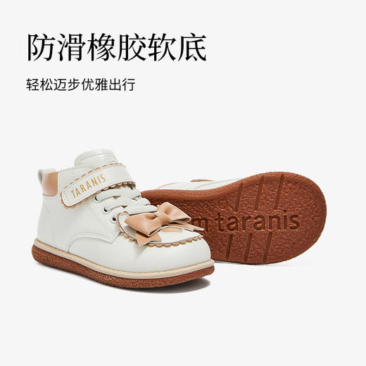 泰兰尼斯秋季小童段精致优雅蝴蝶结小皮鞋M04X3C3140 商品图3