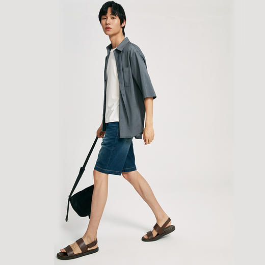 simplepieces夏季新款SPS舒适弹力透气复古直筒牛仔短裤 商品图3