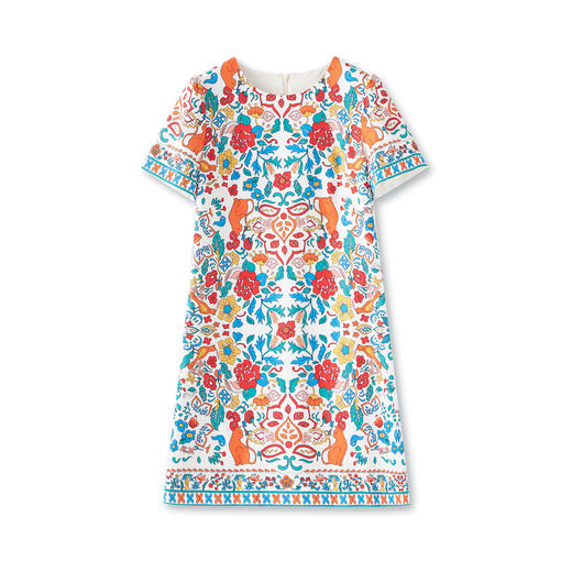 「高货wl」全新升级【铂金会员284/天猫379/差价95】(00351)洛诗琳时尚复古花色印花连衣裙2025夏季民族风气质A字裙 商品图4