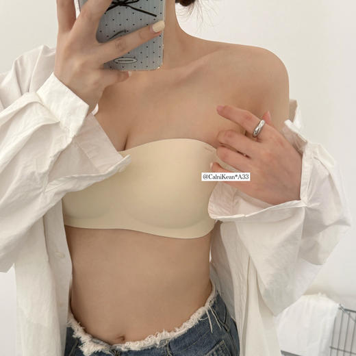 【海豚跳跳杯抹胸内衣】防滑无肩带Bra 小胸聚拢防滑透气内衣女  商品图3