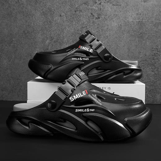 新款高质感男士户外沙滩鞋 舒适超软防滑室内百搭韩版增高凉鞋 情侣洞洞鞋 商品图6