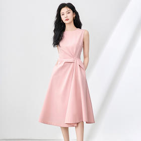 「高货wl」全新升级【铂金会员312/天猫419/差价107】(95118)洛诗琳法式极简气质连衣裙2025夏季优雅收腰褶皱无袖裙子