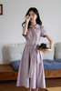 鹿向南「紫月星河」紫色短袖连衣裙女夏季新款收腰衬衫裙气质长裙 商品缩略图5
