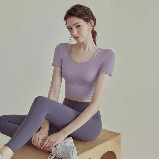 瑜伽服女2025夏季新款时尚运动上衣跑步训练健身服短袖套装 商品图1