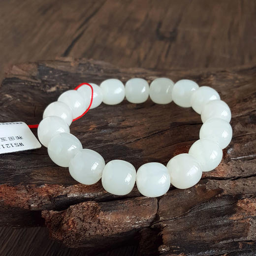 【天然正品】天然约11*12MM无杂裂青海料和田玉桶珠手串天然约11*12MM无杂裂青海料和田玉桶珠手串中性款现售价：980特价！110725NJM03 商品图5