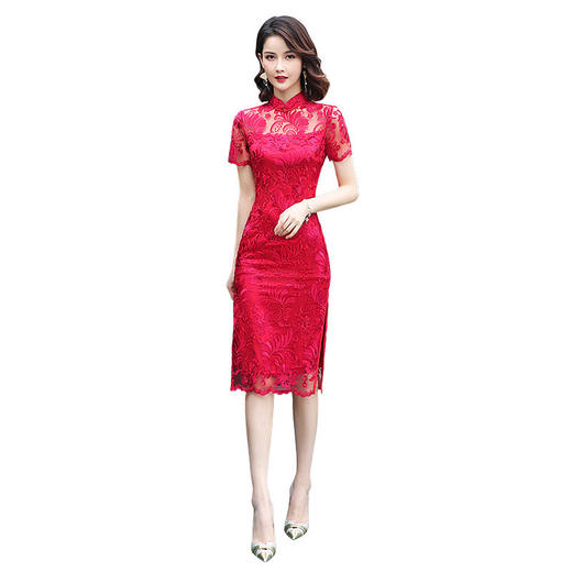 老上海修身显瘦日常绣花蕾丝旗袍MLS8777 商品图4