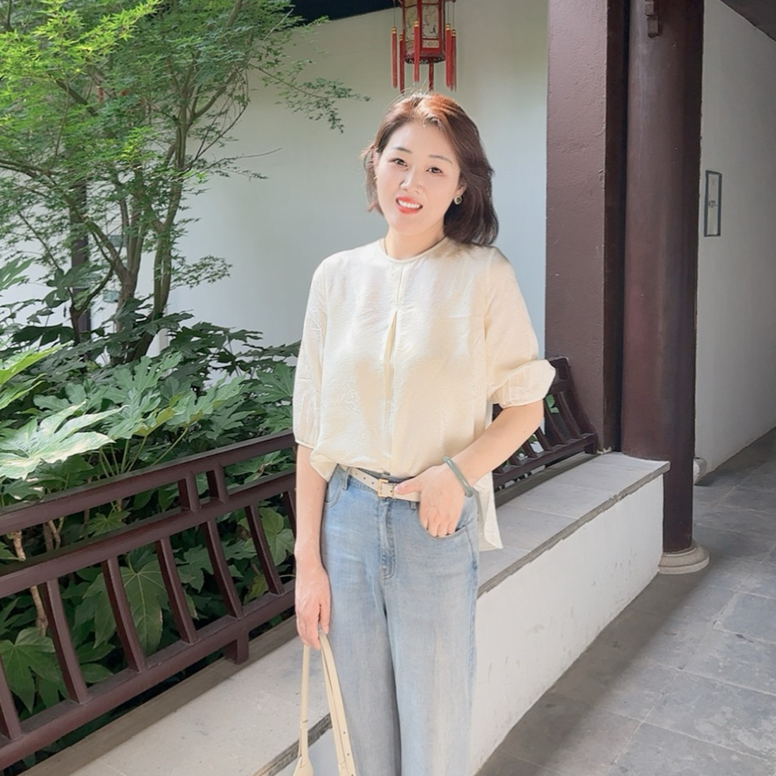 火桐hooton 铂金系列 黄金丝重磅23姆米真丝上衣785066