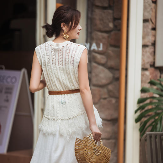 【林栖设计小店】镂空提花针织上衣肌理感流苏设计2025早秋新款针织衫女F1953223 商品图4