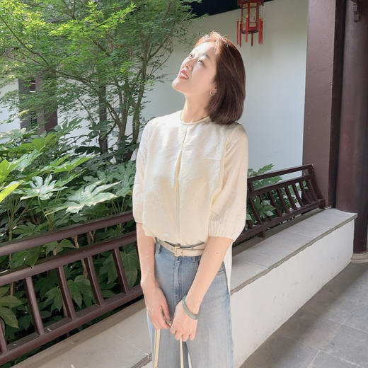 火桐hooton 铂金系列 黄金丝重磅23姆米真丝上衣785066 商品图2