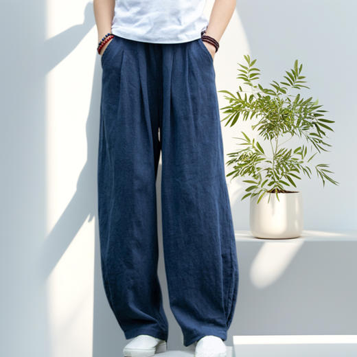 预售【穿堂风裤】臣禾松紧腰棉麻休闲裤防晒裤消暑纳凉JZ252060675 商品图1