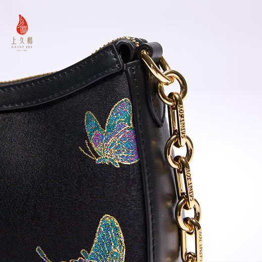 SAINTJOY/上久楷 新中式宋锦女士拎包腋下包晴春蝶戏  BWS25A0502 商品图11