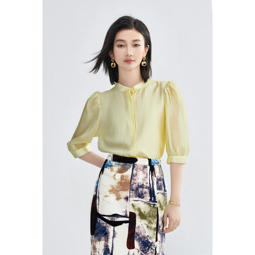 剩L/XL 莱赛尔衬衫 米思阳2025初秋高级感优雅通勤百搭显瘦七分袖女式衬衫3998 商品图0