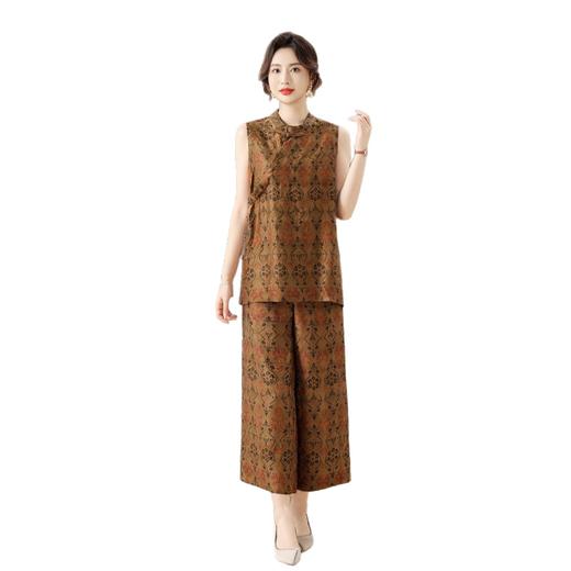 丁摩真丝香云纱花萝无袖新款奥黛新中式高级时尚100%桑蚕丝AL5670 商品图3