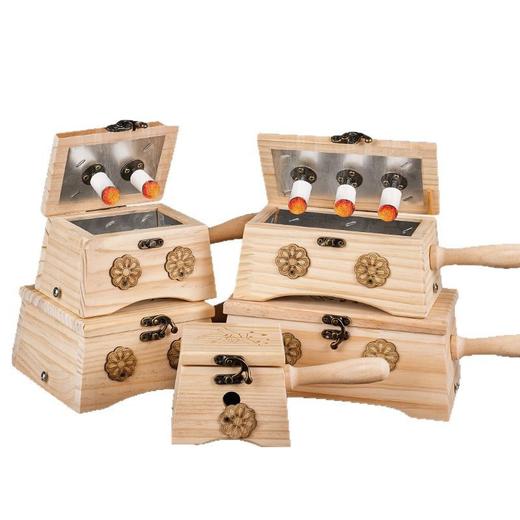 【实木制艾灸盒】家用随身灸腹部肚子 大号多孔悬炙全身灸艾灸器具 商品图3