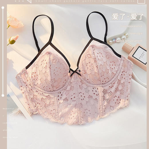 【五根软鱼骨，塑形无勒感！】法式超薄内衣女大胸显小胸 夏季薄款收副乳防下垂套装 细肩吊带文胸-QA 商品图5