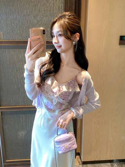 张心子【奶油糖霜】小清新减龄气质开衫吊带背心两件套 U2507012 商品图2