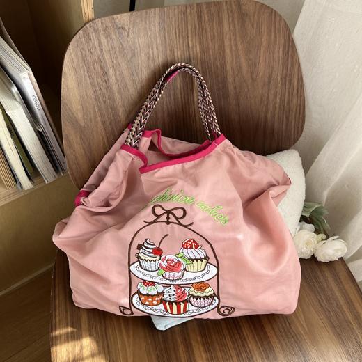 💥宽提手54×42×37cm（不送肩带）♥️去年卖了2万单🔥 日本🇯🇵 出游野餐必备，🌸几乎0售后【高圆圆同款ball chain日系购物袋】🎊每个颜色画风都充满少女感 商品图4