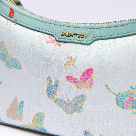 SAINTJOY/上久楷 新中式宋锦女士拎包腋下包晴春蝶戏  BWS25A0502 商品图7