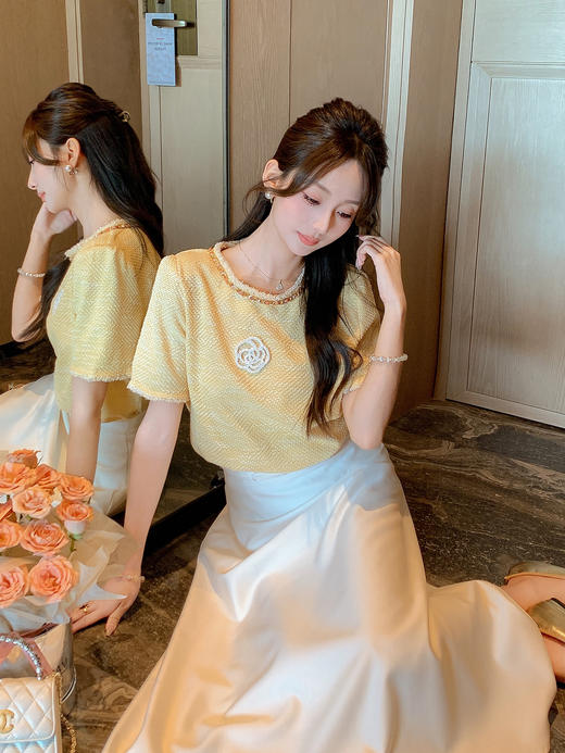 张心子【小香山茶花】减龄高级感山茶花编织上衣 U2507014 商品图7