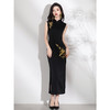 黑色无袖旗袍，改良国风刺绣修身高级感LSB3454 商品缩略图0