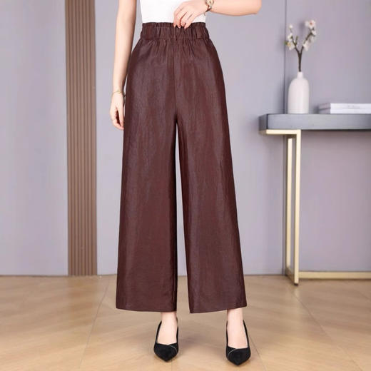 丁摩100%真丝香云纱红云纱直筒阔腿裤新款休闲松紧腰AL5135 商品图1