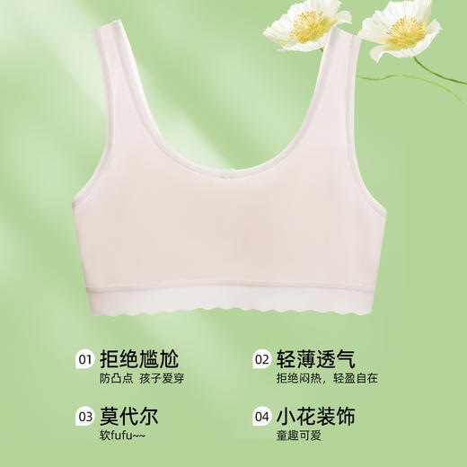 熳洁儿 一阶段少女围9-12岁防凸点零碳莫代尔小浪花薄丝棉背心款25701601 商品图2