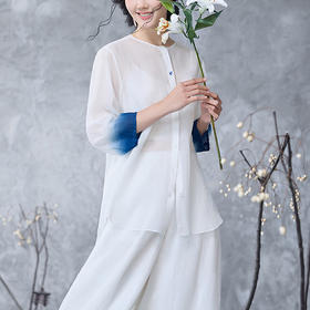 【林栖设计小店】【植物染】秋语苎麻衬衫渐变宽松透气25早秋新款上衣女1952006B