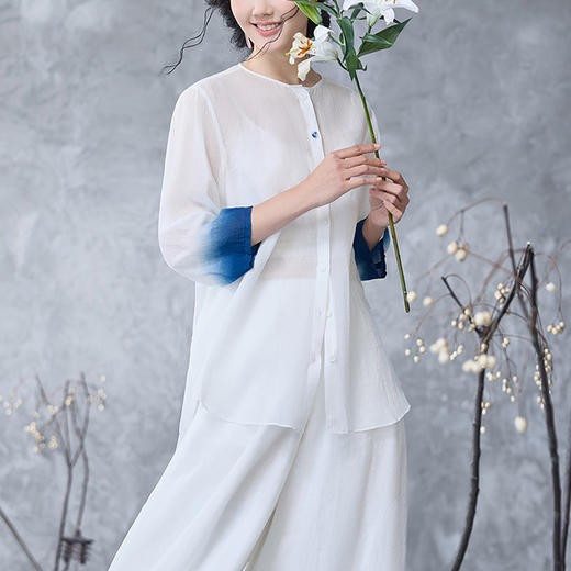 【林栖设计小店】【植物染】秋语苎麻衬衫渐变宽松透气25早秋新款上衣女1952006B 商品图0