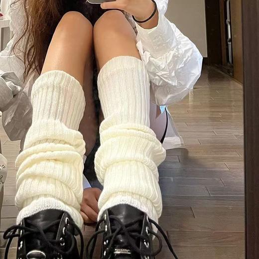 腿套女堆堆袜小腿袜纯欲风套脚袜子白色薄款春秋款针织袜套 商品图0
