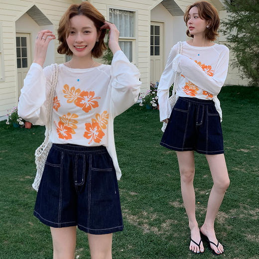 【25年新款牛仔裤，特价活动合集】【时髦百搭，拼手速】蓝色夏季牛仔裤女新款休闲宽松阔腿直筒牛仔显瘦百搭松紧牛仔裤100% 商品图1