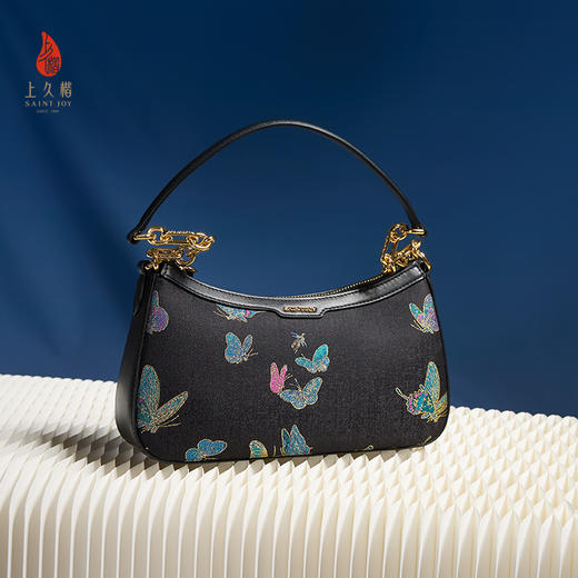 SAINTJOY/上久楷 新中式宋锦女士拎包腋下包晴春蝶戏  BWS25A0502 商品图3