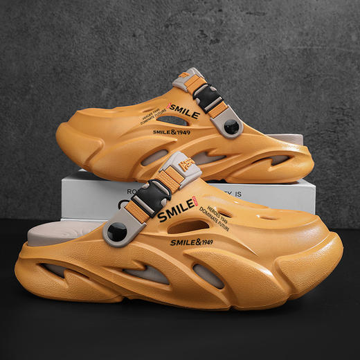 新款高质感男士户外沙滩鞋 舒适超软防滑室内百搭韩版增高凉鞋 情侣洞洞鞋 商品图0