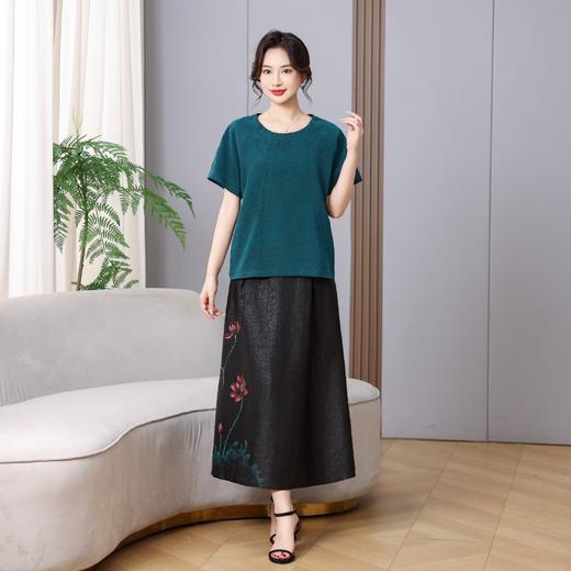 丁摩100%真丝香云纱简洁圆领上衣新款桑蚕丝时尚显瘦双面穿AL5633 商品图1