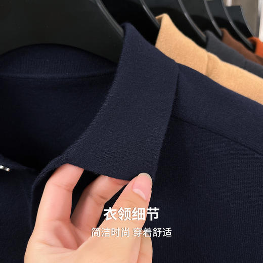 【含山羊绒】圣得西男士柔软亲肤针织POLO衫2025秋季新款简约百搭毛衣 商品图7