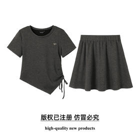奢姿大码女装2025夏季减龄抽绳设计圆领两件套胖妹妹半松紧套装9952953530