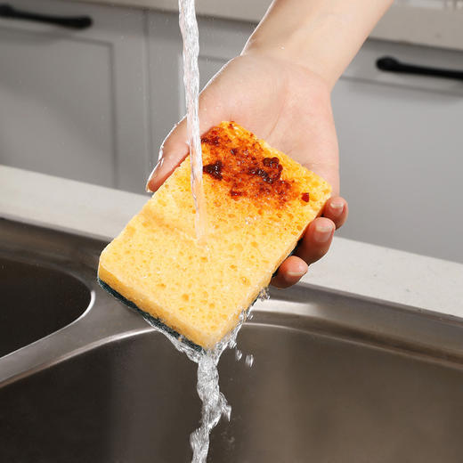 【批发】美丽雅木浆棉百洁擦厨房易吸水吸油清洁神器海绵擦 5块/包 商品图4