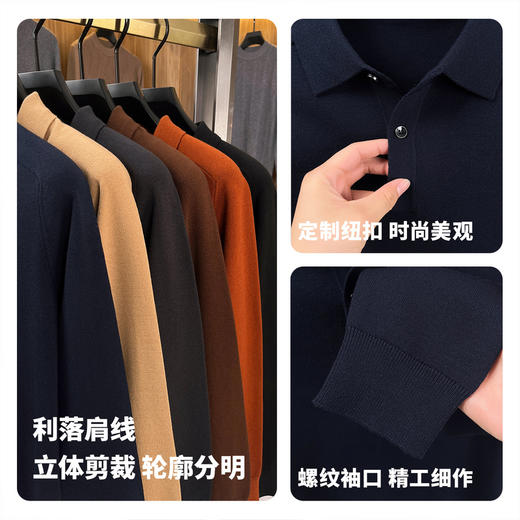 【含山羊绒】圣得西男士柔软亲肤针织POLO衫2025秋季新款简约百搭毛衣 商品图4