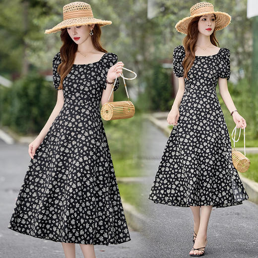 方领气质收腰修身，洋气减龄连衣裙LJX-988 商品图2