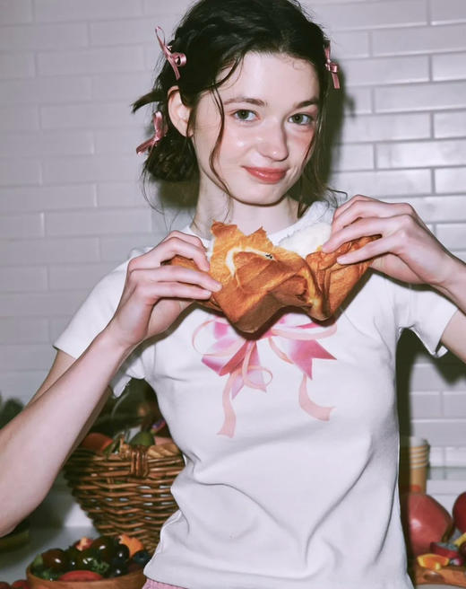 原价88特价ronron蝴蝶结正肩T恤071901 商品图1