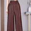 丁摩100%真丝香云纱红云纱直筒阔腿裤新款休闲松紧腰AL5135 商品缩略图4