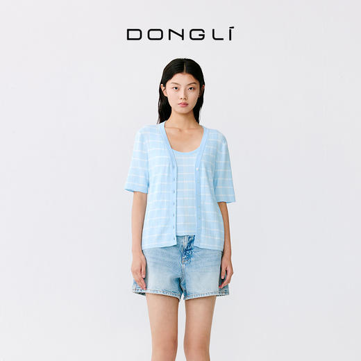 东黎 • 温柔的海风 海岛棉女士V领短袖开衫 5268 商品图3