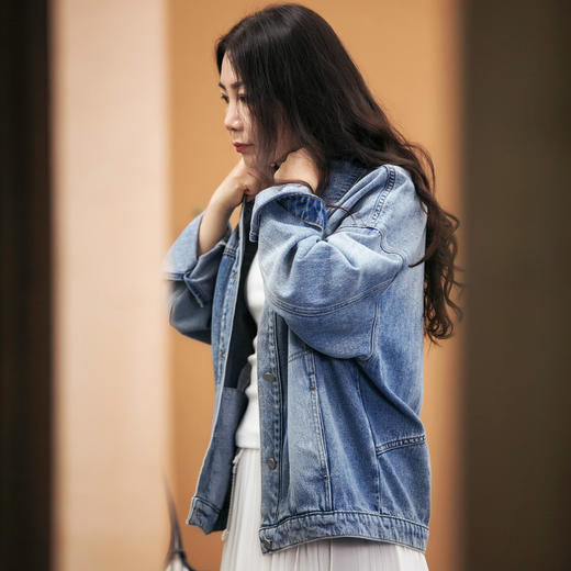 【林栖设计小店】【草木丹宁】牛仔外套复古磨白2025秋季新款百搭上衣女G1653001 商品图6