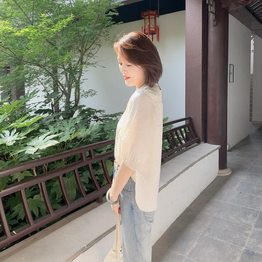 火桐hooton 铂金系列 黄金丝重磅23姆米真丝上衣785066 商品图1