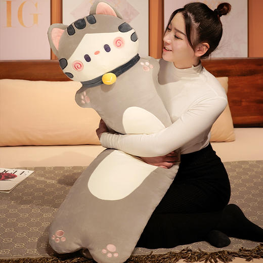 自然醒抱抱猫系列长条睡觉抱枕大号床头靠枕抱枕床上陪你睡觉男生夹腿长条枕女生QYL 商品图6