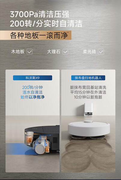科沃斯X9扫地机器人扫拖一体自动清洗全自动拖地机洗拖一体恒压滚筒洗地机智能用电器 X9 商品图2