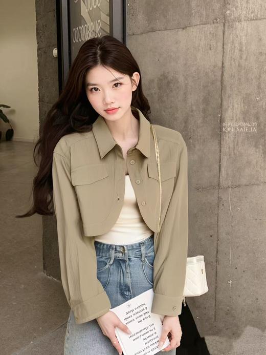 【时装系列】ME TOWN'S 0016韩系短款卡其色垫肩外套M1-3-喜出 商品图1